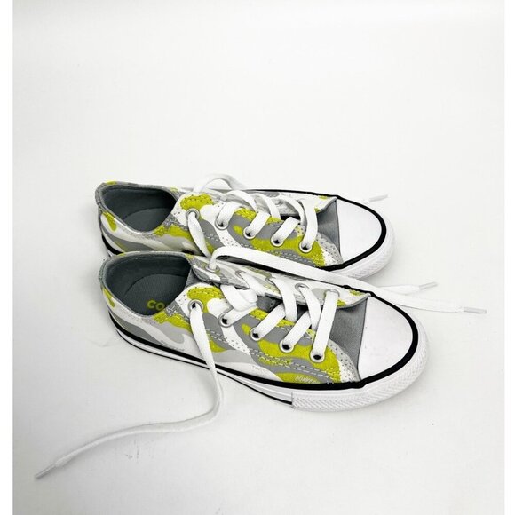 Converse Kids Chuck Taylor All Star Camo Ox White/Ash Stone/Lime Twist Sz 13 New - Picture 3 of 8
